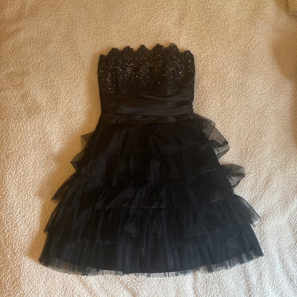 Masquerade strapless black dress